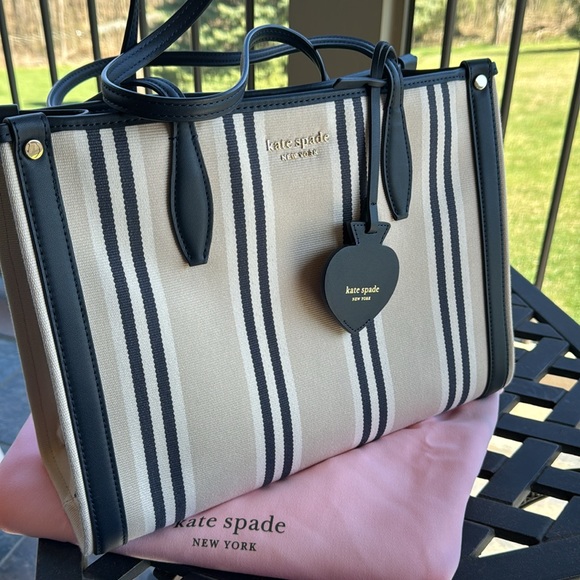 NW tags removed - Kate Spade ♠️ striped fabric and leather tote - Picture 1 of 17